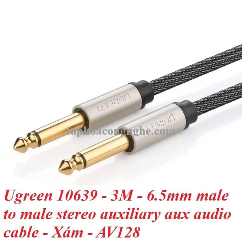 Ugreen 10639 3M màu Đen Cáp âm thanh 2 đầu 6.5mm dương cao cấp AV128 30010639